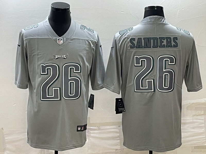 Men's Philadelphia Eagles #26 Miles Sanders Gray Atmosphere Fashion Stitched Jersey Men's Philadelphia Eagles #26 Miles Sanders Gray Atmosphere Fashion Stitched Jersey